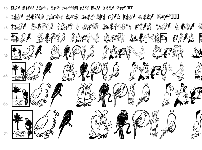 LCR Parrot Talk font waterfall